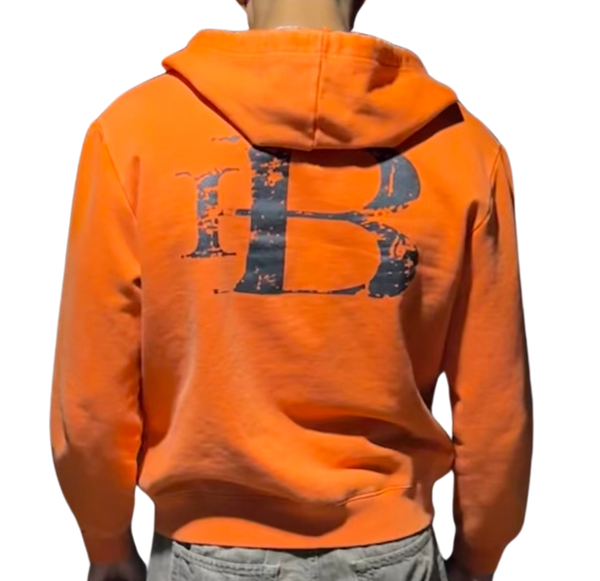 Distressed Persimmon Zip-Up