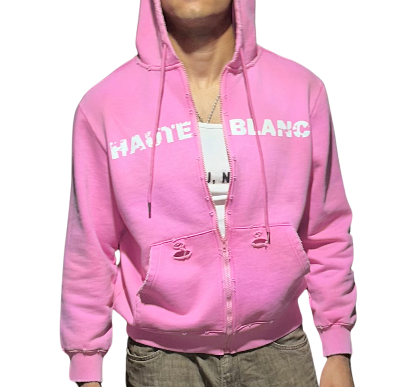 Distressed Flamingo Zip-Up
