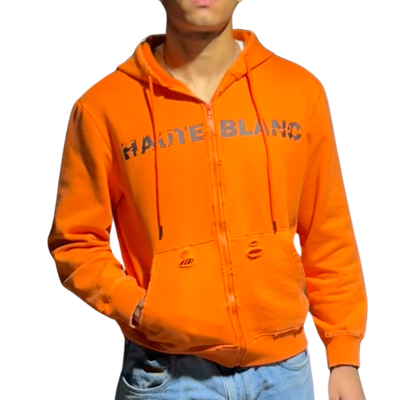 Distressed Persimmon Zip-Up